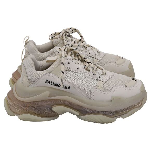 Balenciaga Triple S Clear Sole Sneakers in White Polyester - Picture 1 of 10